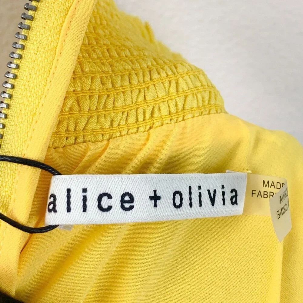 NWT  Alice + Olivia Karena Smock Neck Long Balloon Sleeve Mini Dress Size P - Picture 7 of 9